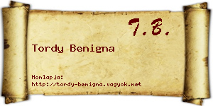 Tordy Benigna névjegykártya